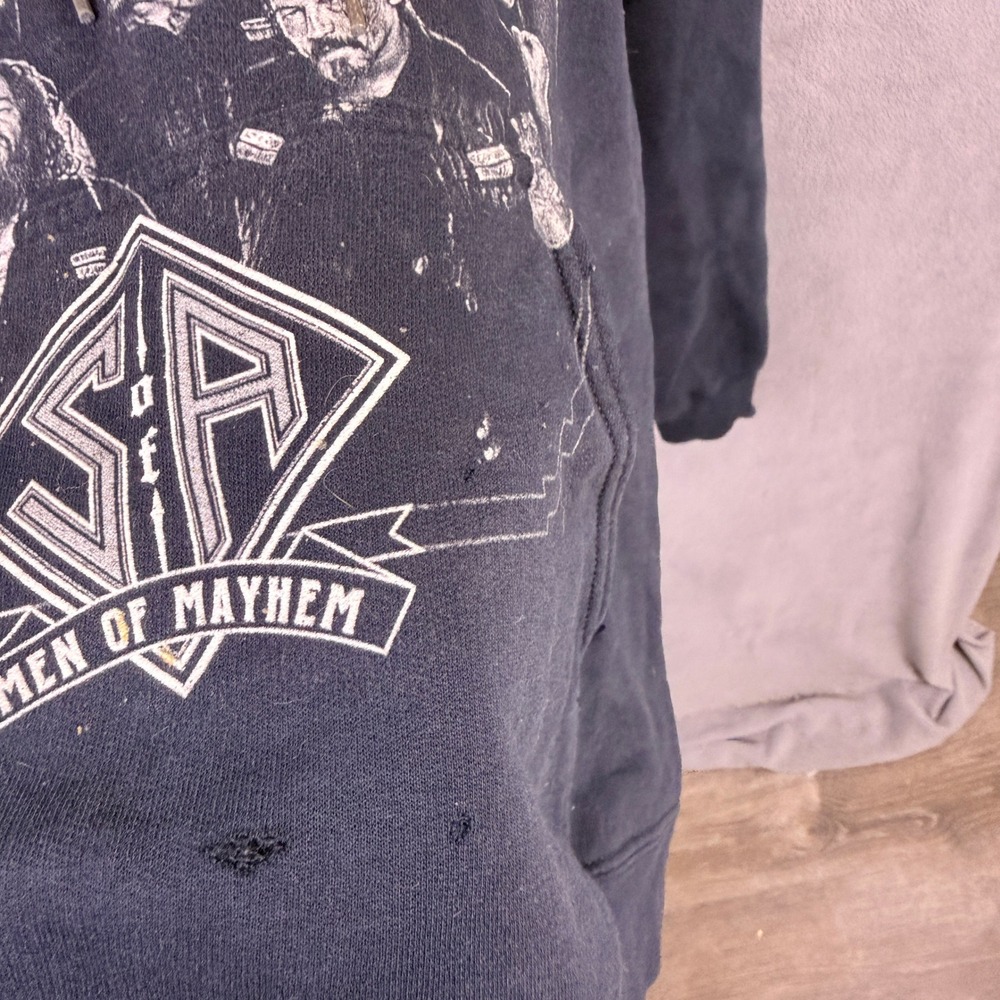 Y2K Original Sons of Anarchy Hoodie Men M Distressed SOA TV Show 2015 Thrashed - Picture 4 of 11